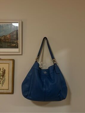 Coach 2017 Blue Lexy Leather Shoulder Bag w/ Silver Hardware